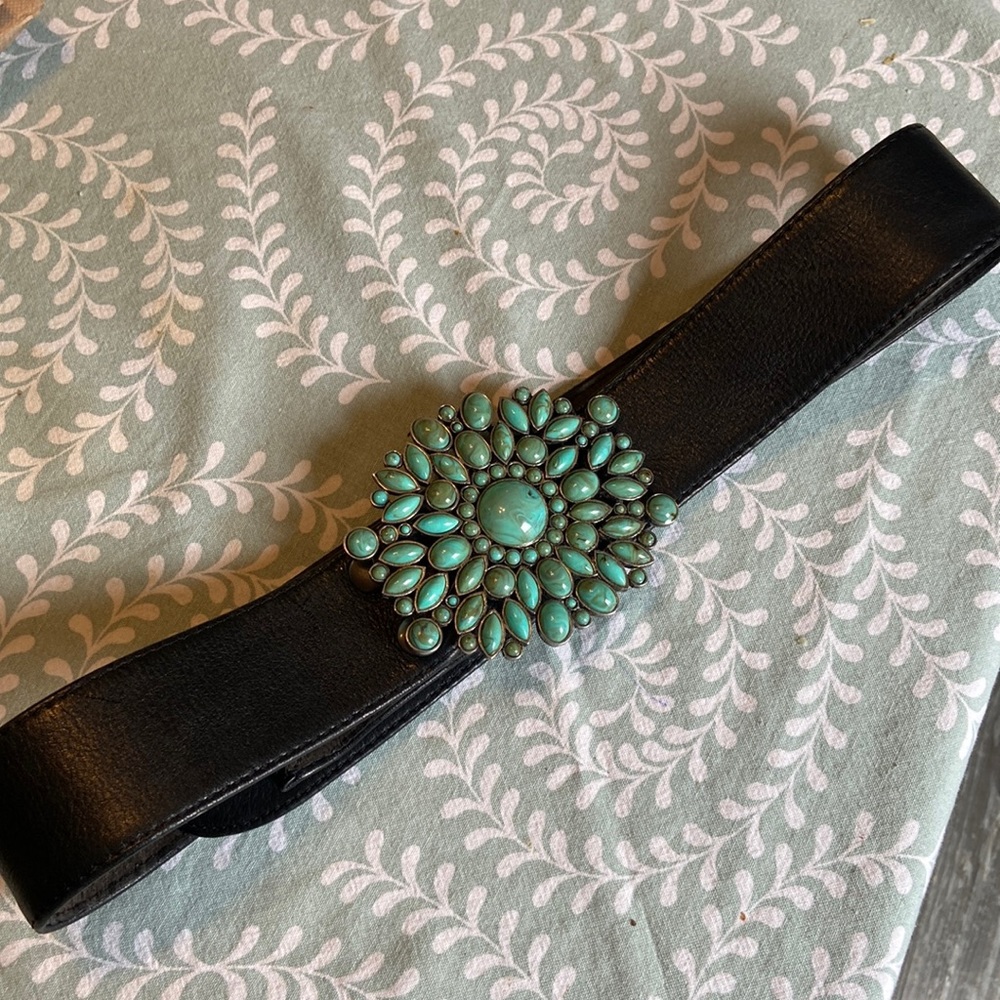 Turquoise and Leather Belt